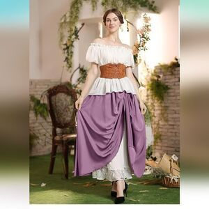 Scarlet Darkness Long Maxi Skirt Double Layer Victorian Renaissance Skirts NWT